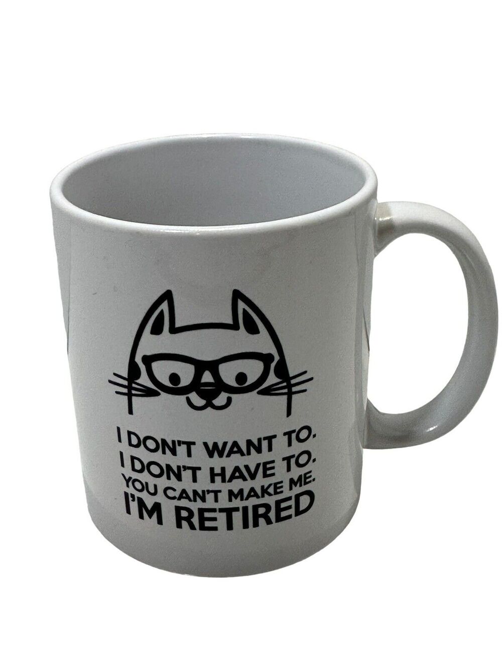 Vintage Retired Cat Glasses White Ceramic Coffee Tea Drink Mug